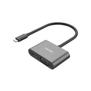 Adapter USB-C -> HDMI 4K@30Hz + VGA FHD Unitek V1168A