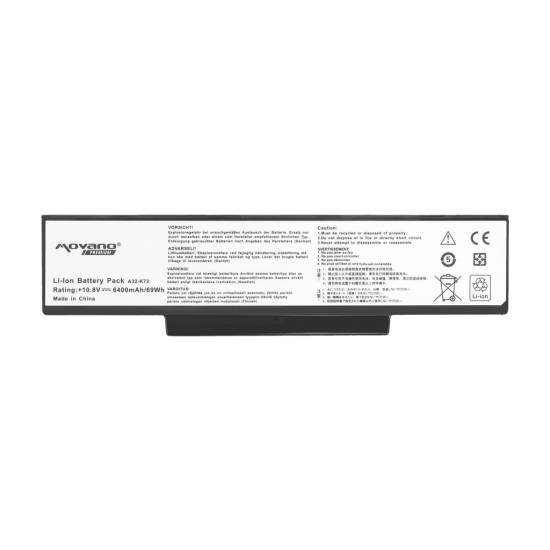 Bateria Movano Premium do Asus K72 K73 N73 X77 (6400mAh)