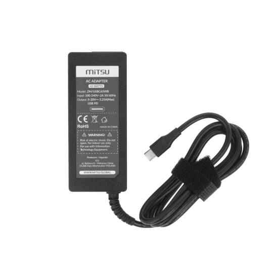 Zasilacz Mitsu 65W USB type C USB-C (black)