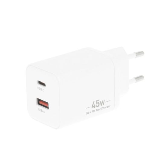 Ładowarka Movano GaN 45W USB-C PD + USB-A (white)
