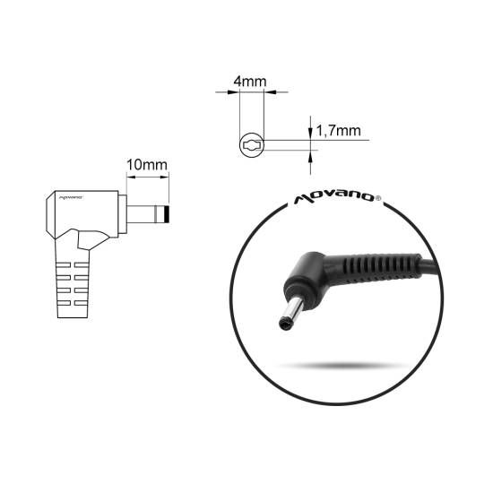 Zasilacz samochodowy Movano 19.5v 4.62a (4.0x1.7) 90W do Dell