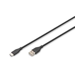 Kabel USB 2.0 USBA - USB-C 60W czarny 0,5m silikonowy Digitus AK-300340-005-S