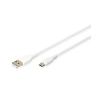 Kabel USB 2.0 USBA - USB-C 60W biały 1,0m silikonowy Digitus AK-300340-010-W