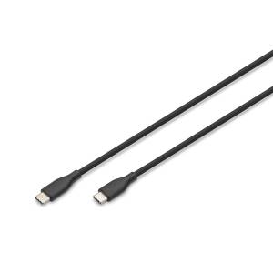Kabel USB 2.0 USB-C - USB-C 60W czarny 1,0m silikonowy Digitus AK-300341-010-S