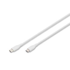 Kabel USB 2.0 USB-C - USB-C 60W biały 0,5m silikonowy Digitus AK-300341-005-W