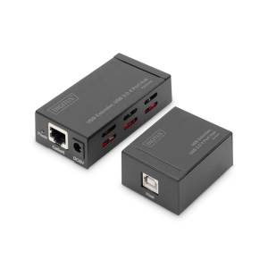 Kabel USB 2.0 A-A przedłużacz UTP 50m + hub USB 2.0 4-portowy Digitus DA-70143