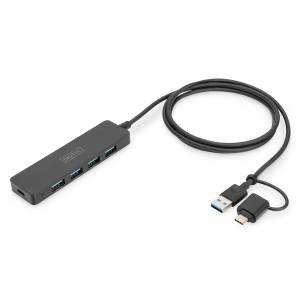Hub USB 3.0 x4 adapter USB-C kabel 1,2m Digitus DA-70236