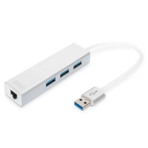 Hub USB3 x3 + karta sieciowa gigabit Digitus DA-70250-1