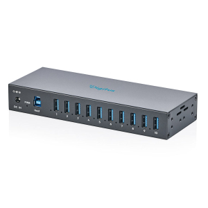 Hub USB 3.2 Gen1 5Gbit/s 10x USB-A host USB-B przemysłowy metalowa obudowa szyna DIN aktywny Digitus DA-70262