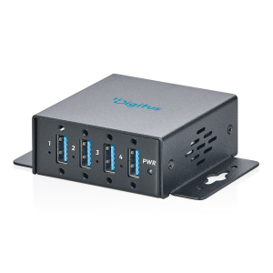 Hub USB 3.2 Gen1 5Gbit/s 4x USB-A host USB-C przemysłowy metalowa obudowa aktywny Digitus DA-70263