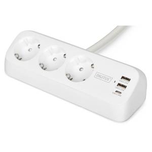 Listwa zasilająca 3-gniazda 2x USB-A 12W 1x USB-C 30W 1,5m Digitus DA-70626 biała