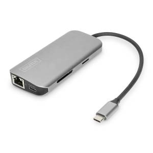 Hub USB-C -> USB 3.0 x2 HDMI x2 4K RJ45 PD 100W Digitus DA-70884