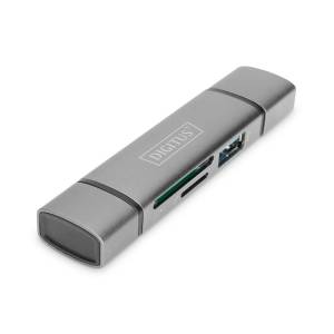 Czytnik kart SD/microSD USB-A/USB-C + port USB 3.0 Digitus DA-70886
