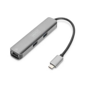 Hub USB-C -> USB 3.0 x3 HDMI 4K RJ45 Digitus DA-70892