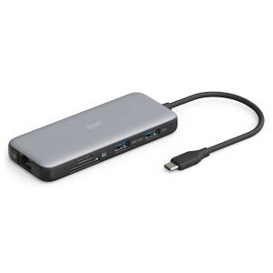 Stacja dokująca USBC 8-portów HDMI 4K x2 RJ45 USB 3.2 x2 USBC PD 100W czytnik kart Digitus DA-70915