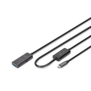 Kabel USB 3.2 USB-C -> USB-A 5G przedłużacz 10m aktywny Digitus DA-73111