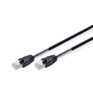 Patch cord S-FTP kat. 6 AWG 27/7 PE zewnętrzny 1,0m czarny Digitus DK-1644-010/BL-OD