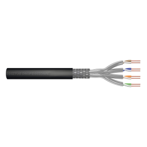 Kabel instalacyjny kat.7 S/FTP Fca AWG 23/1 PE 100m zewnętrzny czarny suchy Digitus DK-1741-V-1-OD