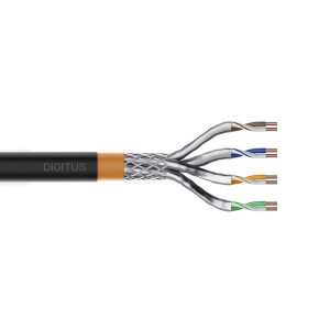Kabel instalacyjny kat.7 S/FTP Eca AWG 23/1 PE/LSOH 500m zewnętrzny czarny suchy Digitus DK-1741-VH-5-OD