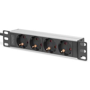 Listwa zasilająca 10" 1U 4x schuko 2.0m 16A profil aluminiowy Digitus DN-95418