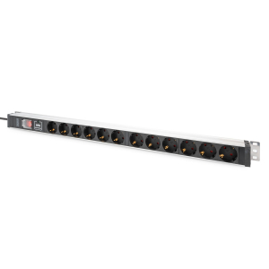 Listwa zasilająca pionowa 12-gniazd zabezpieczenie przepięciowe wyłącznik kabel 2m Digitus DN-95435