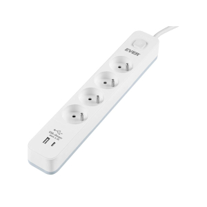 Listwa antyprzepięciowa 4 gniazda USB-A USB-C 20W EVER Protect 1,5m T/LZ12-PRO015/1000