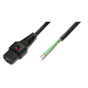 Kabel zasilania C13-open 5,0m IEC lock czarny IEC-PC965