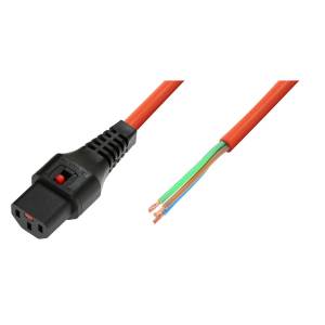 Kabel zasilania C13-open 4,0m IEC lock pomarańczowy IEC-PC1360