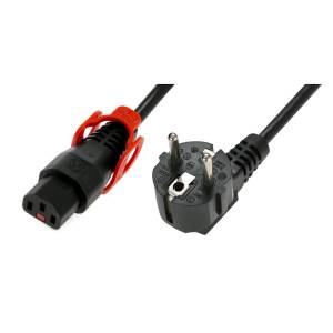 Kabel zasilania C13-Schuko 3,0m IEC lock+ czarny IEC-EL342S