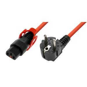 Kabel zasilania C13-Schuko 2,0m IEC lock+ pomarańczowy IEC-EL349S