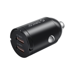 Ładowarka samochodowa PD 30W USB-C x2 metalowa mini Orico MR-30-2C-BK-EP