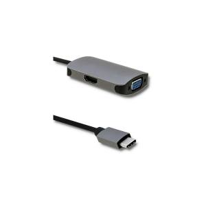 Adapter USB-C -> HDMI 4K + VGA Qoltec 50380