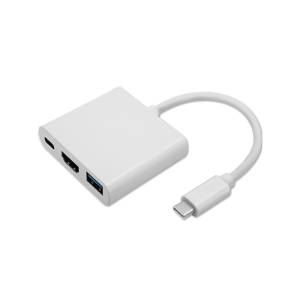 Adapter USB-C -> HDMI 4K + USB 3.0 A + USB-C 3.1 PD 100W Qoltec 50425 biały