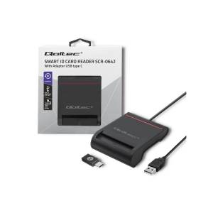 Czytnik do kart chipowych SCR-0642 USB 2.0 + adapter USB-C Qoltec 50642