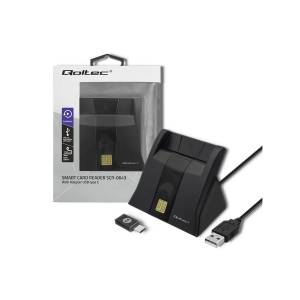 Czytnik do kart chipowych SCR-0643 USB 2.0 + adapter USB-C Qoltec 50643