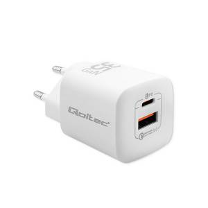 Ładowarka sieciowa GaN USB-C PD USB-A QC 3.0 35W Qoltec 50763 biała