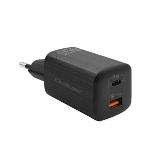 Ładowarka sieciowa GaN USB-C PD USB-A QC 3.0 65W Qoltec 50766 czarna