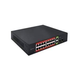 Switch x16 10/100/1000Mbps RJ45 Uplink x2 SFP x2 PoE 250W Qoltec 52292