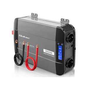 Przetwornica napięcia Pure Sine Wave 1500W / 3000W 12V na 230V LCD USB USB-C kompatybilna z LiFePO4 GEL AGM czysty sinus Qoltec 52690