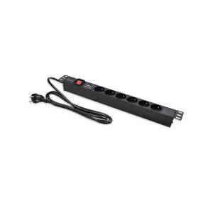 Listwa zasilająca 19" 1U 6-gniazd francuskie wyłącznik 1,8m Qoltec 54600