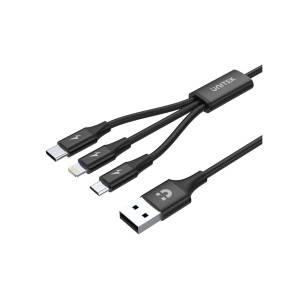 Kabel USB 2.0 3w1 micro/Lightning/USB C 1,2m Unitek C14049BK