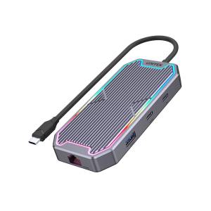 Hub USB-C -> USB 3.1 x2 USB-C x2 HDMI RJ45 audio PD 100W 10Gbps Unitek D1029A