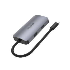 Hub USB-C -> USB 3.1 x1 VGA 2xHDMI PD 100W MST Unitek D1051A