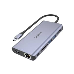Hub USB-C -> USB 3.1 x2 plus PD 100W HDMI DP 4K Gigabit czytnik SD Unitek D1056A