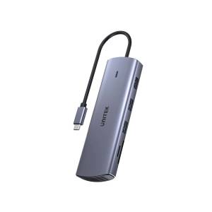 Hub USB-C -> USB 3.0 x2 HDMI VGA RJ45 czytnik SD microSD Unitek D1113A