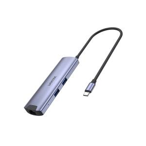 Hub USB-C -> USB 3.0 x2 USB-C x2 HDMI 4K@30Hz RJ45 PD 100W Unitek H1112F