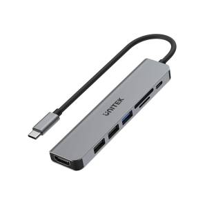 Hub USB-C -> USB 3.1 x1 USB 2.0 x 2 plus PD 100W SD/microSD HDMI Unitek H1118A