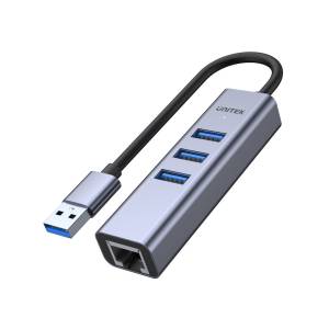 Hub USB 3.1 x3 + karta sieciowa RJ45 Unitek H1906A