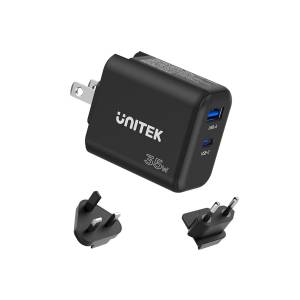 Ładowarka sieciowa GaN USB-C + USB-A PD 35W Unitek P1119A czarna