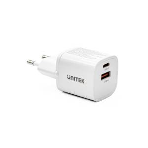 Ładowarka sieciowa GaN USB-C + USB-A PD QC3.0 33W Unitek P1125AWH01-EU biała